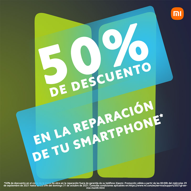 50% de descuento en la reparación de tu móvil Xiaomi