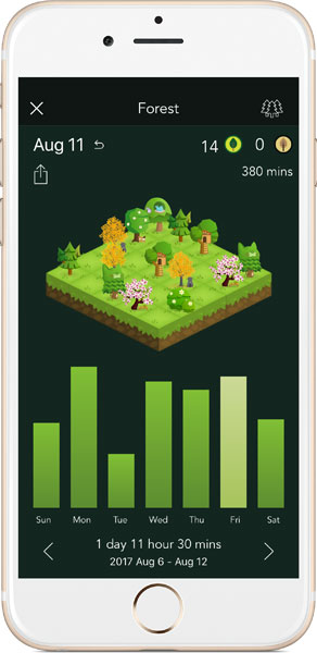 app de organización: Forest en iPhone
